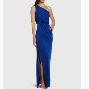BCBG one shoulder blue gown